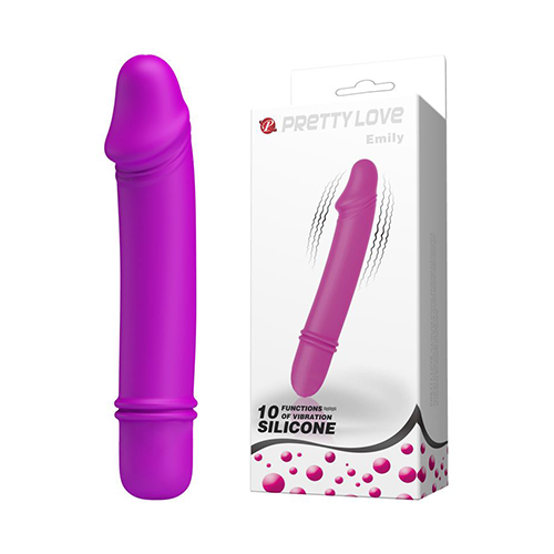 Vibrator Pretty Love Emily, 10 Moduri Vibratii, Silicon, Mov, 13 cm, Nr. 7, Erotic24.ro