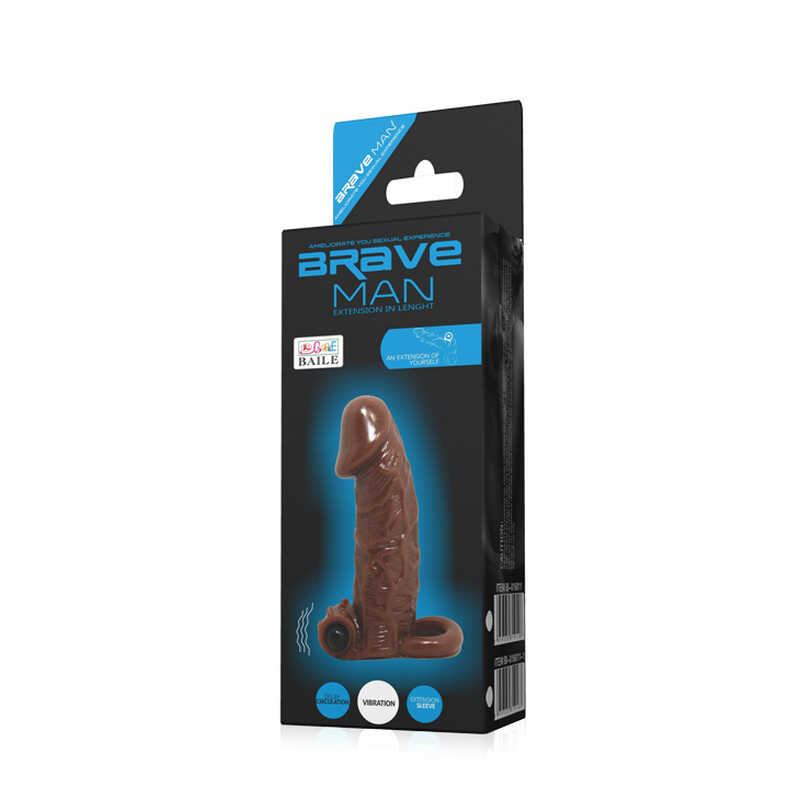 Prelungitor Penis Brave Man +3,5 cm cu Vibratii, Natural, #4, Erotic24.ro