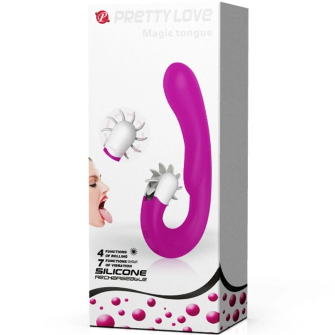 Vibrator Magic Tongue 7 Moduri Vibratii, 4 Moduri Rotatii, Silicon, USB, Mov, 19.5 cm, Nr. 4, Erotic24.ro