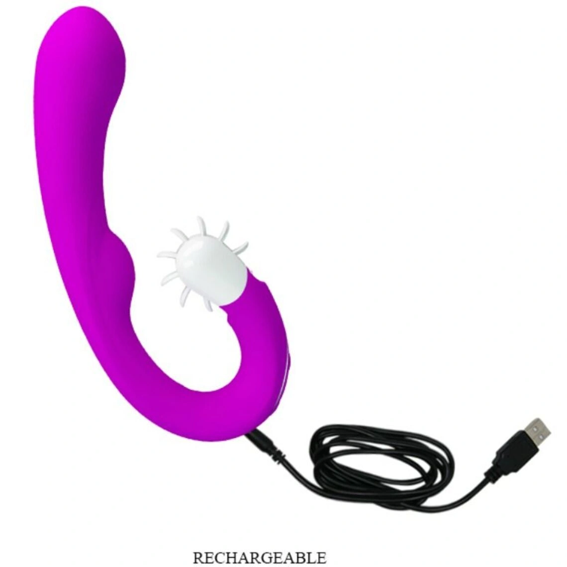 Vibrator Magic Tongue 7 Moduri Vibratii, 4 Moduri Rotatii, Silicon, USB, Mov, 19.5 cm, Nr. 3, Erotic24.ro