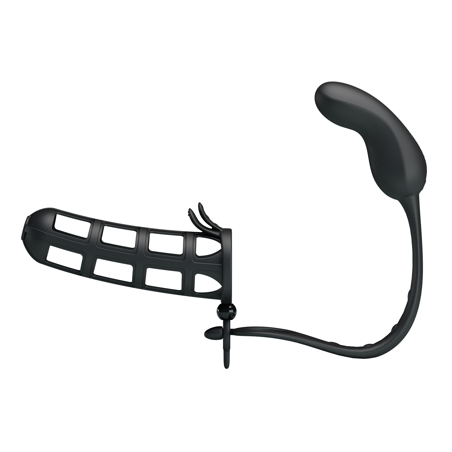 Manson de Penis cu Stimulator Anal Hercules, 7 Moduri Vibratii, Silicon, USB, Negru, Nr. 3, Erotic24.ro