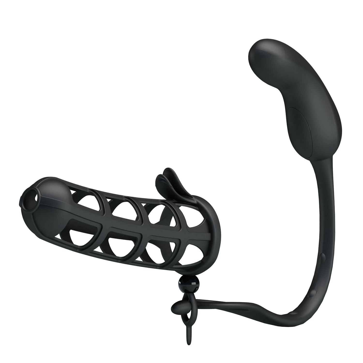 Manson de Penis cu Stimulator Anal Hercules, 7 Moduri Vibratii, Silicon, USB, Negru, Nr. 2, Erotic24.ro