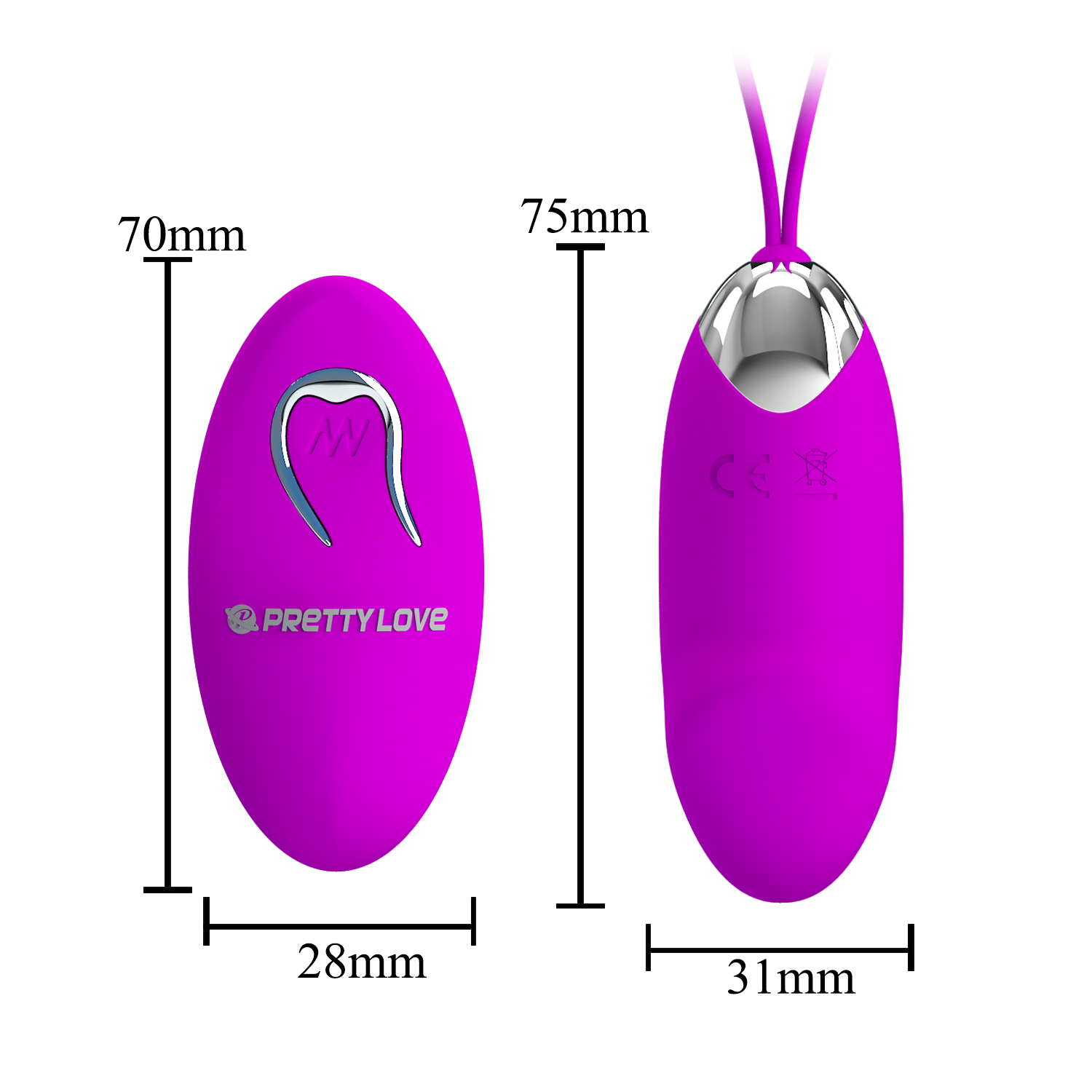 Ou Vibrator Pretty Love Julia Remote Control, 12 Moduri Vibratii, Silicon, USB, Mov, #5, Erotic24.ro