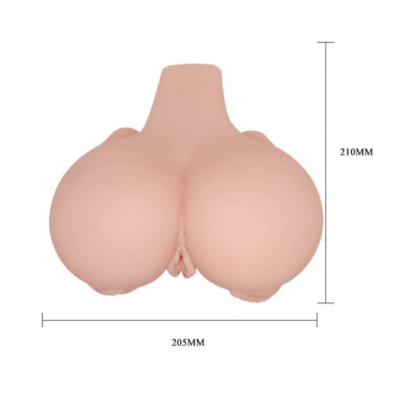 Masturbator Realist Dublu Vagin&Anus Vibratii Multispeed, Natural, #8, Erotic24.ro