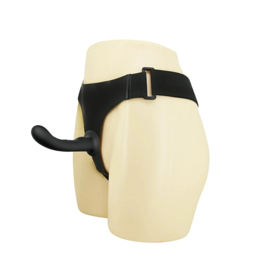 Jucarii Sexuale - Strap-On Ultra Passionate Harness cu Dildo Curbat din Silicon, Negru, 15.8 cm, Erotic24.ro