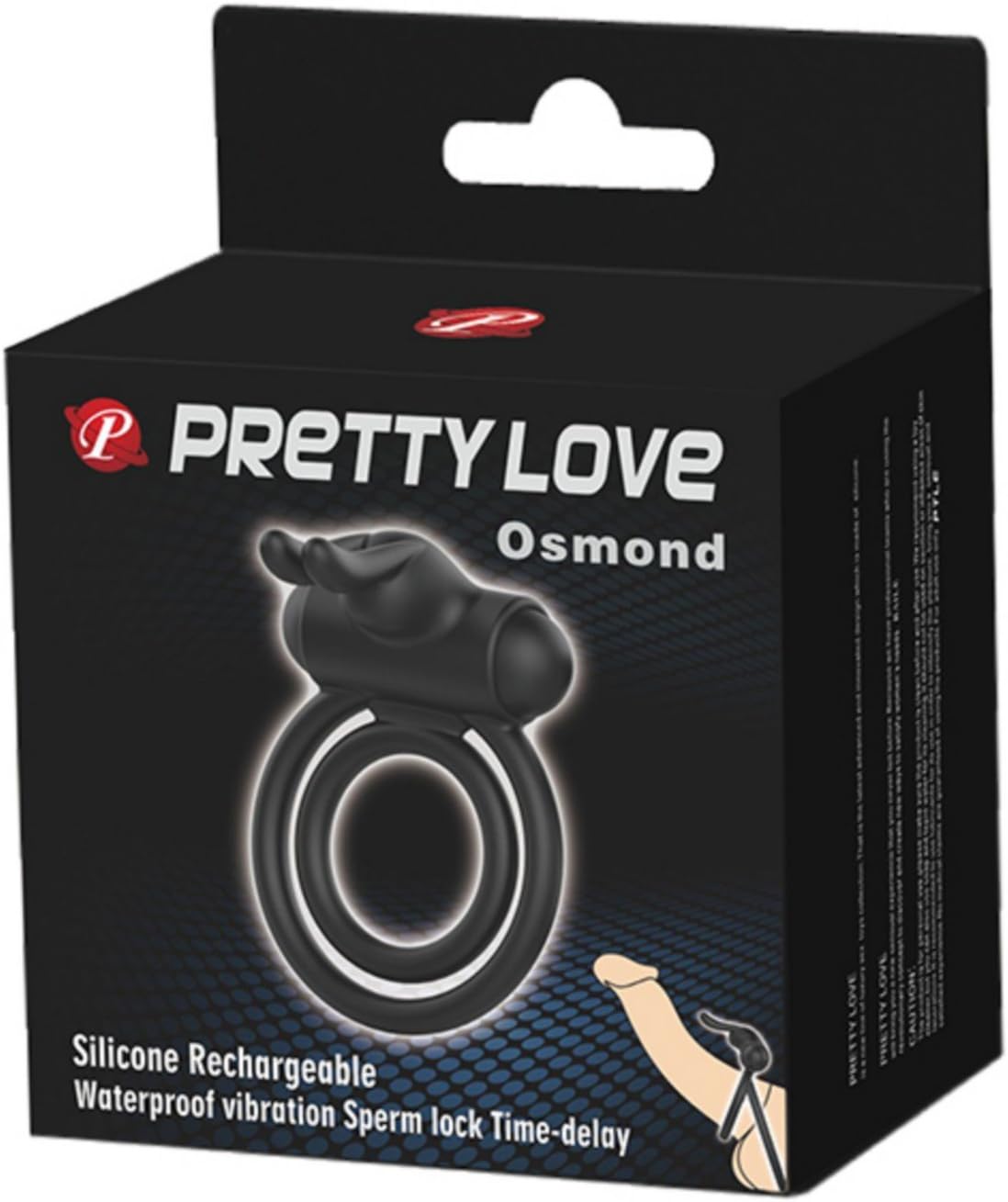 Inel Vibrator de Penis Pretty Love Osmond, Silicon, Negru, Nr. 8, Erotic24.ro