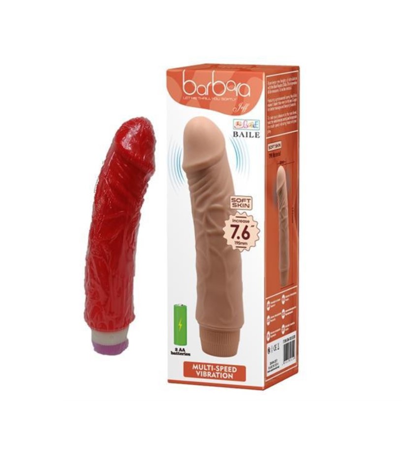 Vibrator Realist Jeff, Multispeed, TPR, 19.5 cm, Rosu, Nr. 2, Erotic24.ro