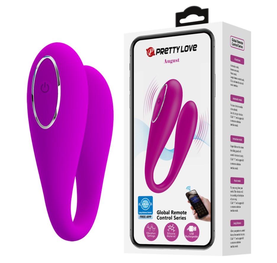 Vibrator Pretty Love August, Bluetooth Control Free App, Silicon, USB, Mov, #7, Erotic24.ro