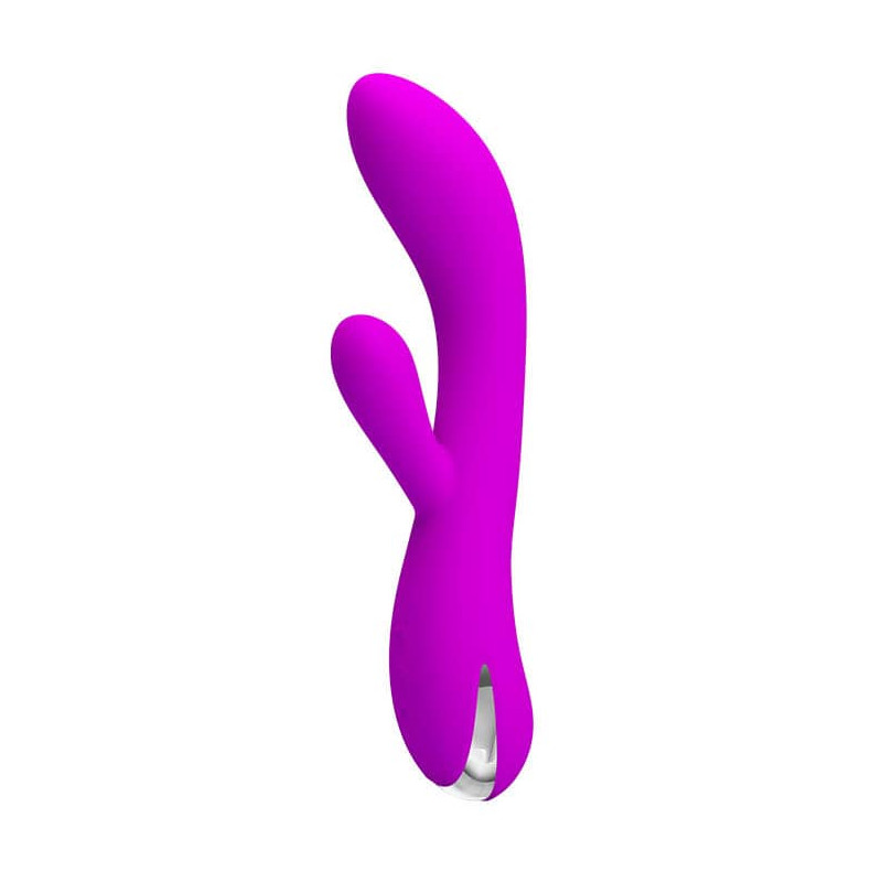 Vibrator Rabbit Wilbur 12 Moduri Vibratii, Functie Incalzire, Silicon, USB, Mov, 20.5 cm