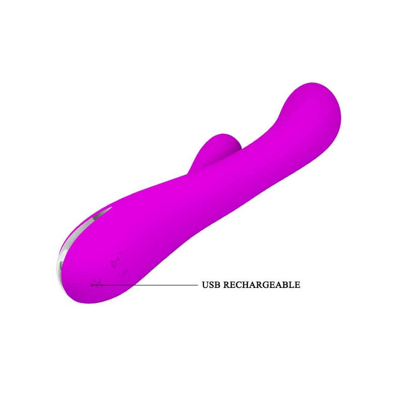 Vibrator Rabbit Wilbur 12 Moduri Vibratii, Functie Incalzire, Silicon, USB, Mov, 20.5 cm, #4, Erotic24.ro