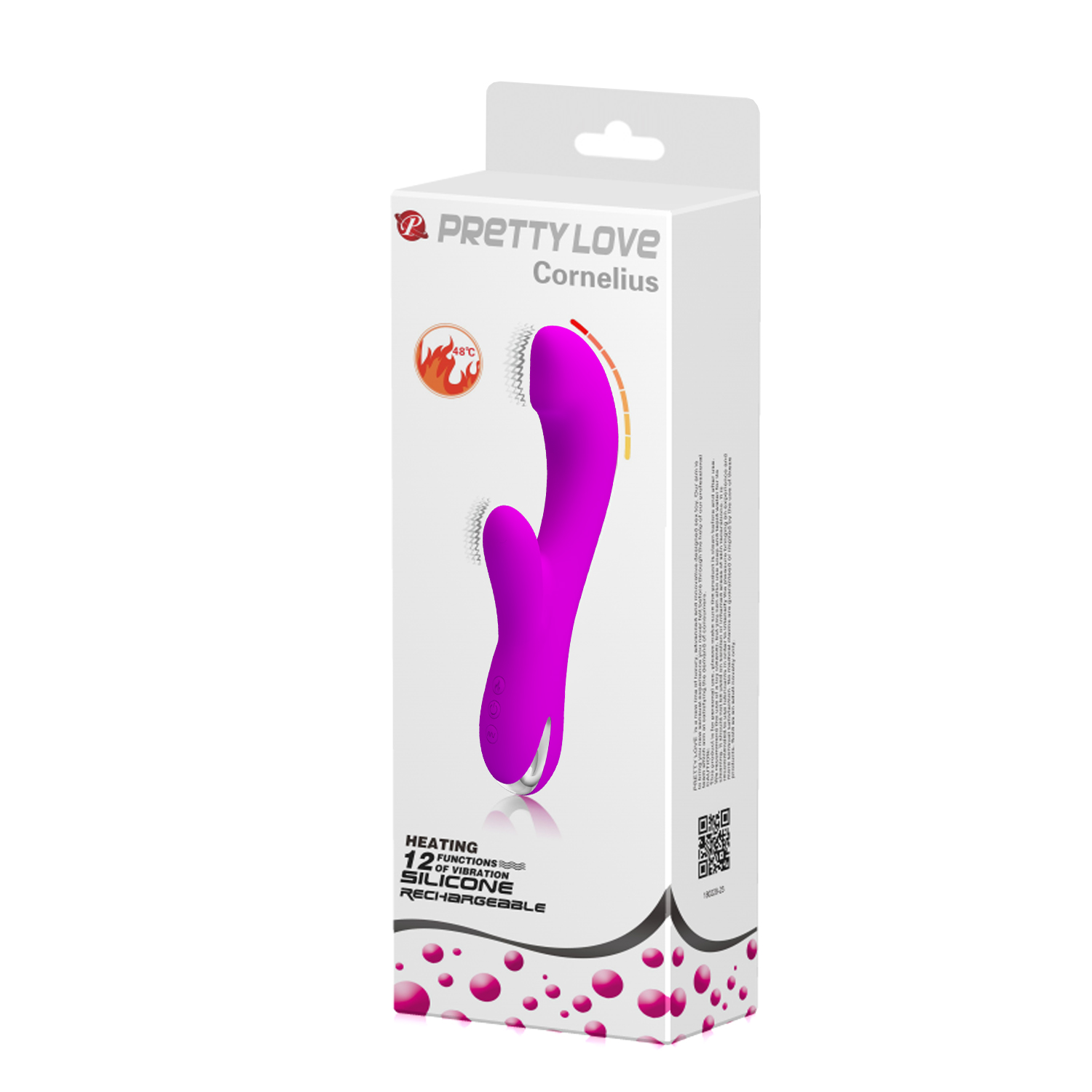 Vibrator Pretty Love Cornelius, 12 Moduri Vibratii, Functie Incalzire, Silicon, Mov, 21.2 cm, #9, Erotic24.ro
