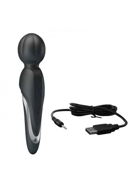 Vibrator Masaj Walter, 7 Moduri Vibratii & 5 Intensitati, Silicon, USB, Negru, 21.6 cm, Nr. 7, Erotic24.ro