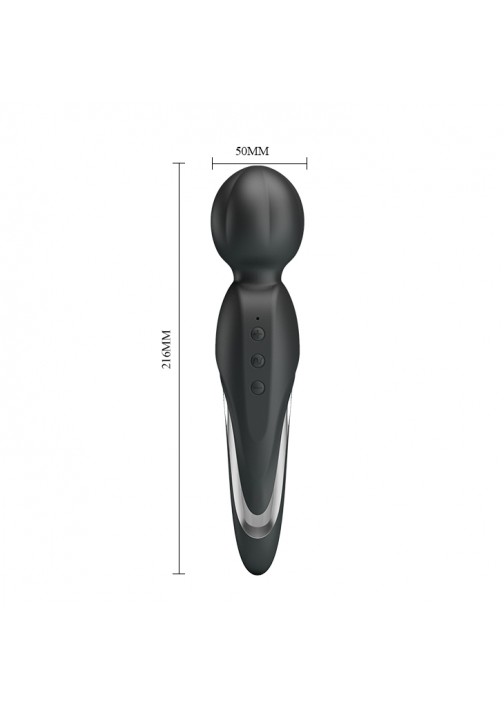Vibrator Masaj Walter, 7 Moduri Vibratii & 5 Intensitati, Silicon, USB, Negru, 21.6 cm, Nr. 6, Erotic24.ro