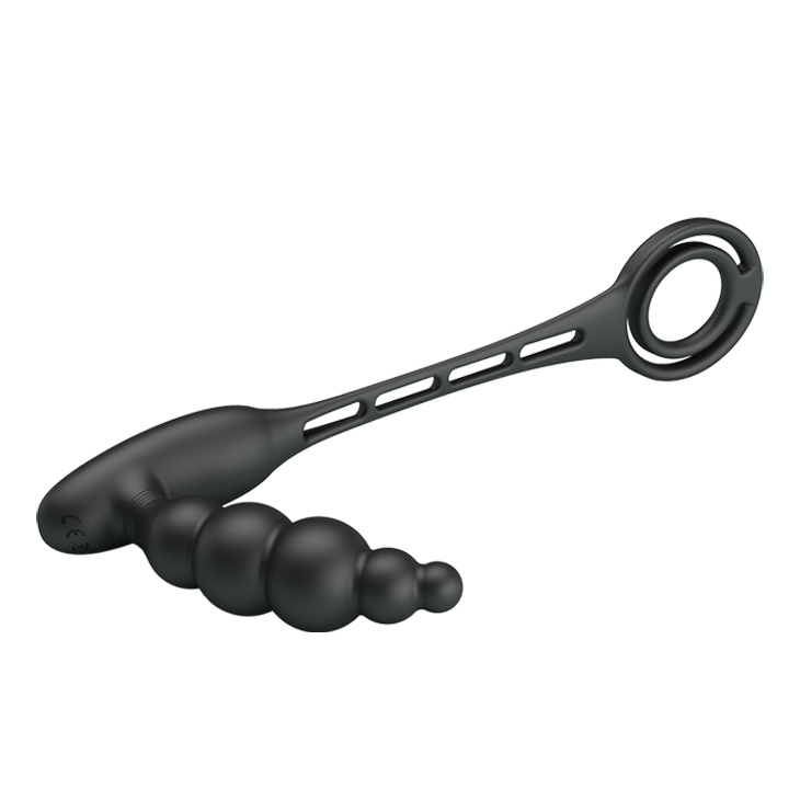 Inel Penis cu Stimulator Anal Pretty Love, 12 Moduri Vibratii, Silicon, USB, Negru, #4, Erotic24.ro
