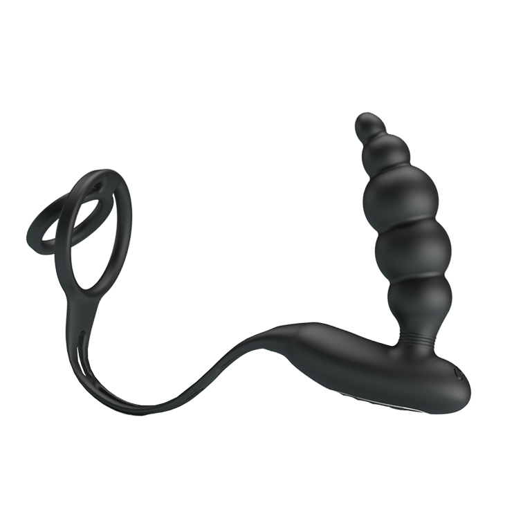 Inel Penis cu Stimulator Anal Pretty Love, 12 Moduri Vibratii, Silicon, USB, Negru, #2, Erotic24.ro