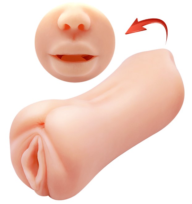 Masturbator Pussy&Mouth Crazy Bull Gemini, TPR, Natural, 19 cm