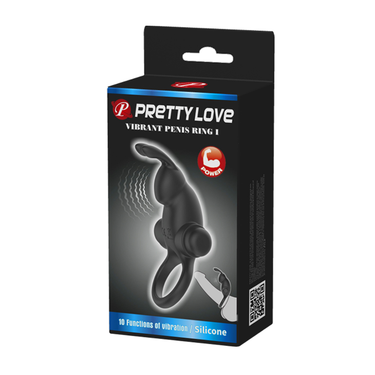 Inel de Penis Pretty Love, 10 Moduri Vibratii, Silicone, Negru, Nr. 13, Erotic24.ro