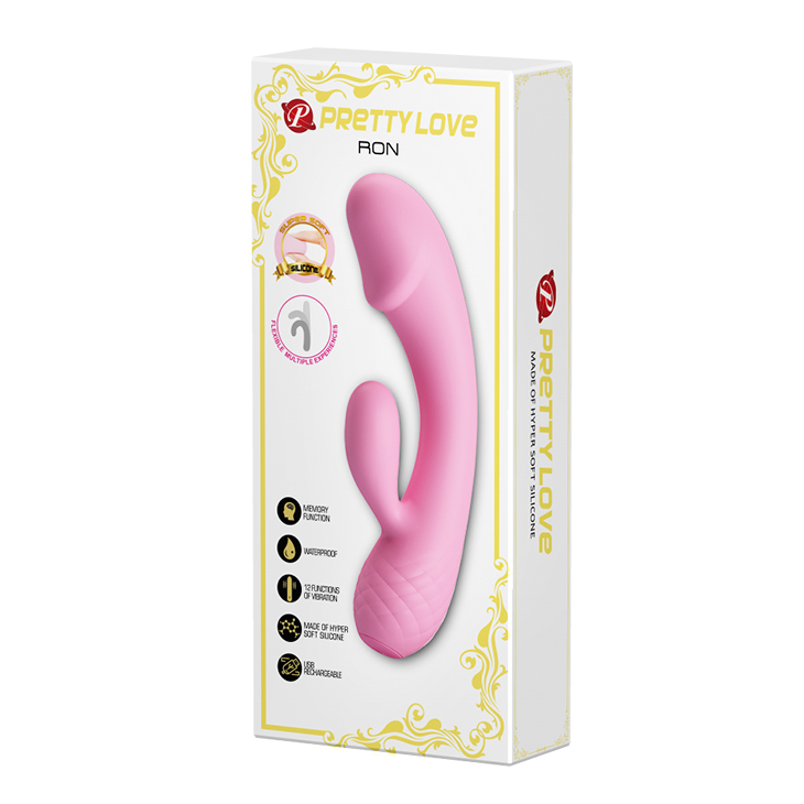 Vibrator Pretty Love Ron, 12 Moduri Vibratii, Silicon Super Soft, Roz, 17.5 cm, #11, Erotic24.ro
