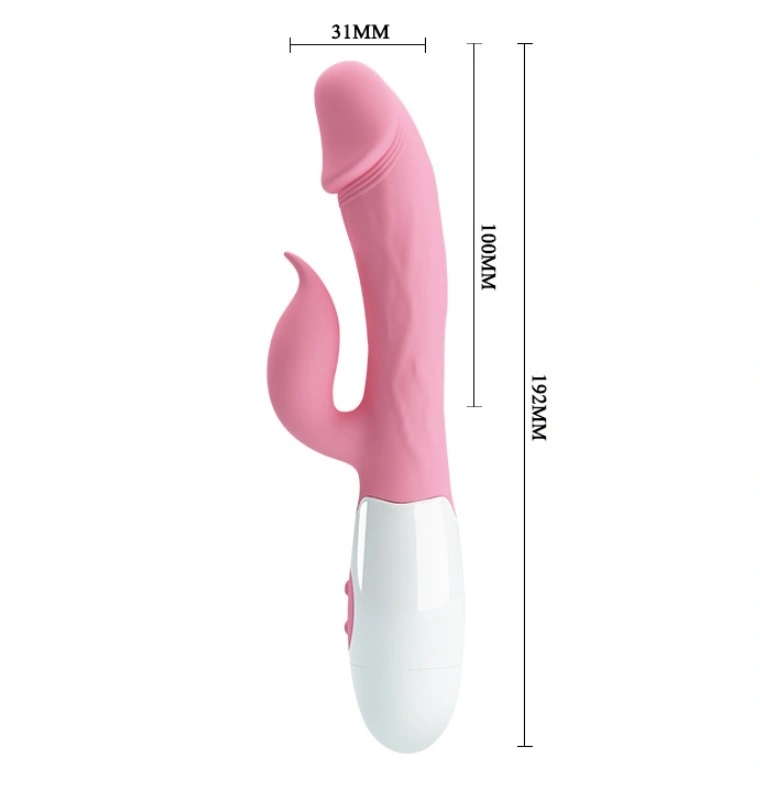 Vibrator Iepuras Peter, 30 Moduri Vibratii, Silicon, Roz/Alb, 19.2 cm, #3, Erotic24.ro