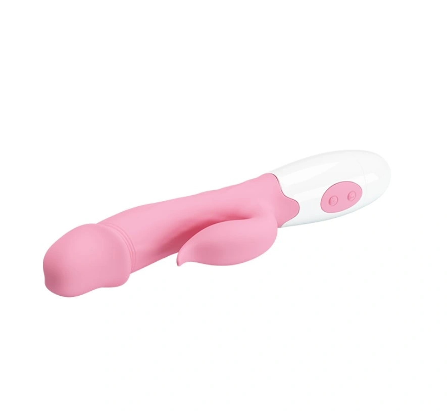 Vibrator Iepuras Peter, 30 Moduri Vibratii, Silicon, Roz/Alb, 19.2 cm, #4, Erotic24.ro