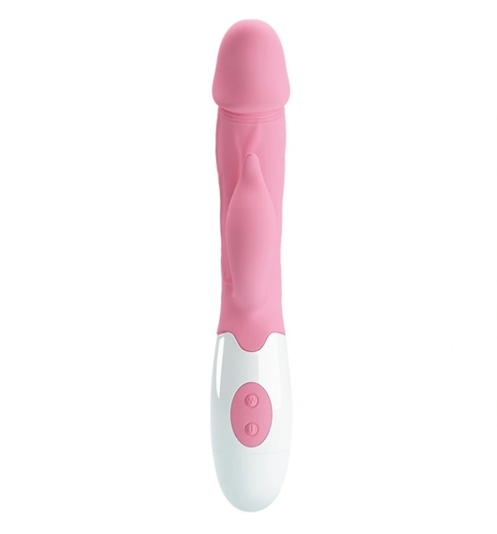 Vibrator Iepuras Peter, 30 Moduri Vibratii, Silicon, Roz/Alb, 19.2 cm, #2, Erotic24.ro