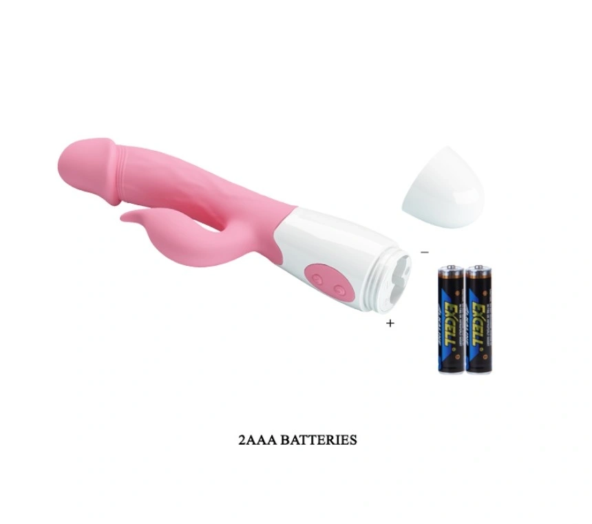 Vibrator Iepuras Peter, 30 Moduri Vibratii, Silicon, Roz/Alb, 19.2 cm, #6, Erotic24.ro