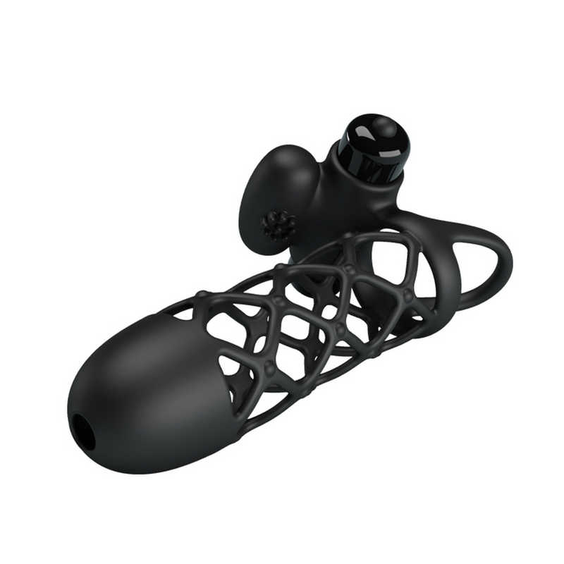 Manson Penis cu Stimulator Clitoridian 10 Moduri Vibratii Silicon UBS Negru , Nr. 2, Erotic24.ro