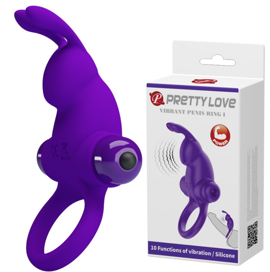 Inel de Penis Pretty Love, 10 Moduri Vibratii, Silicon, Violet