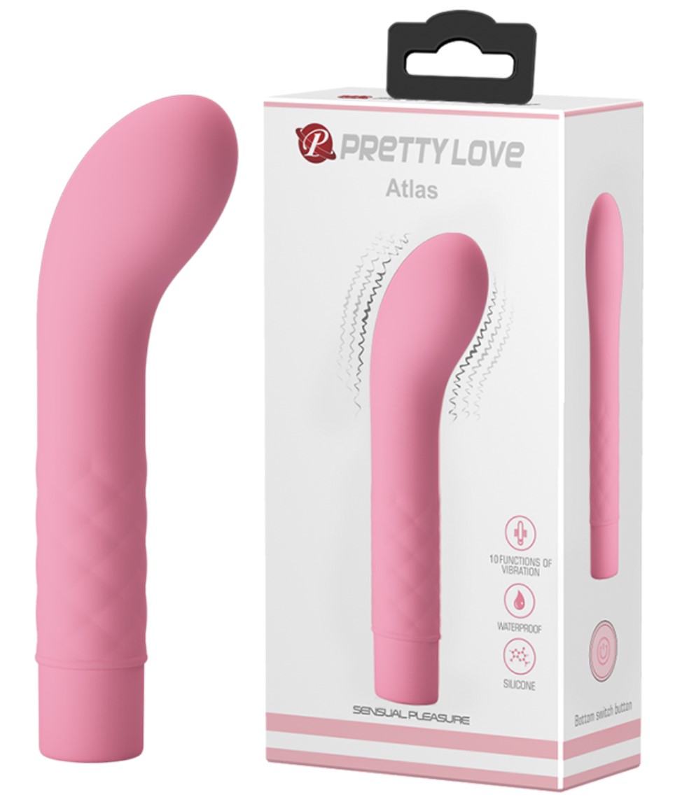 Vibrator Punctul G Atlas, 10 Moduri Vibratii, Silicon, Roz Deschis, 14 cm