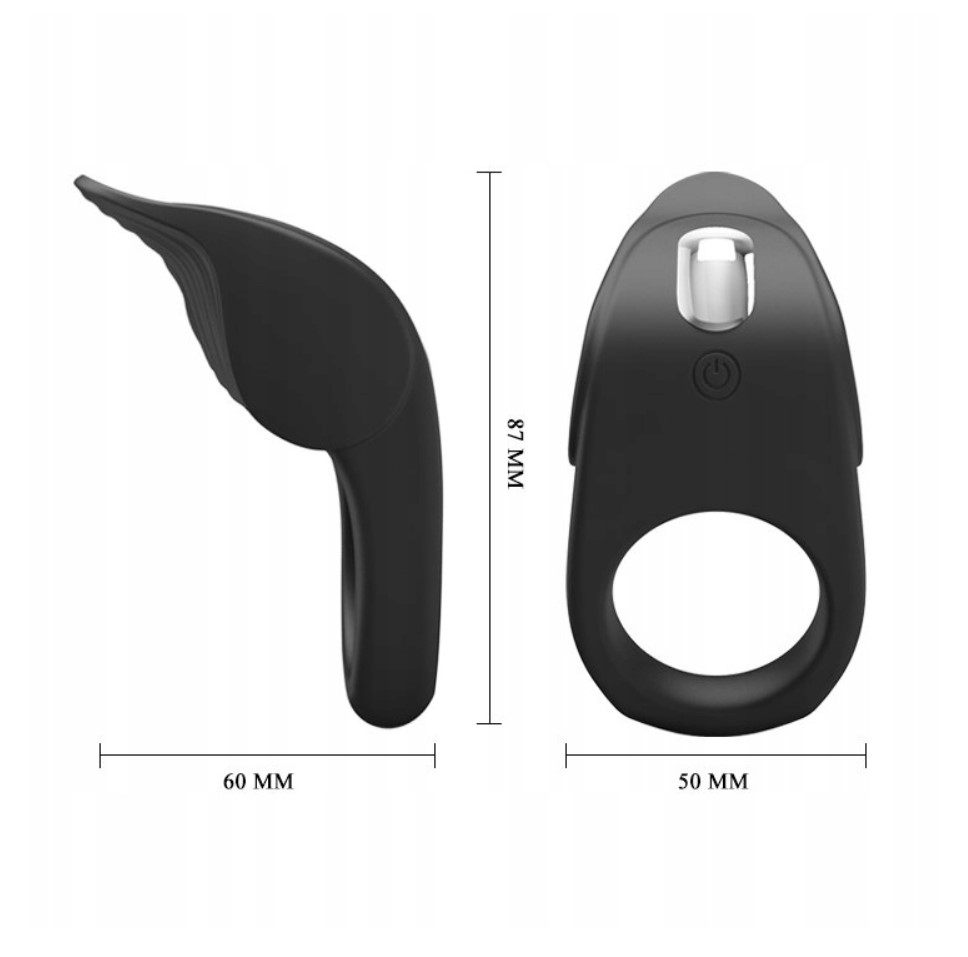 Inel de Penis Susanna, 10 Moduri Vibratii, Silicon, USB, Negru , Nr. 6, Erotic24.ro