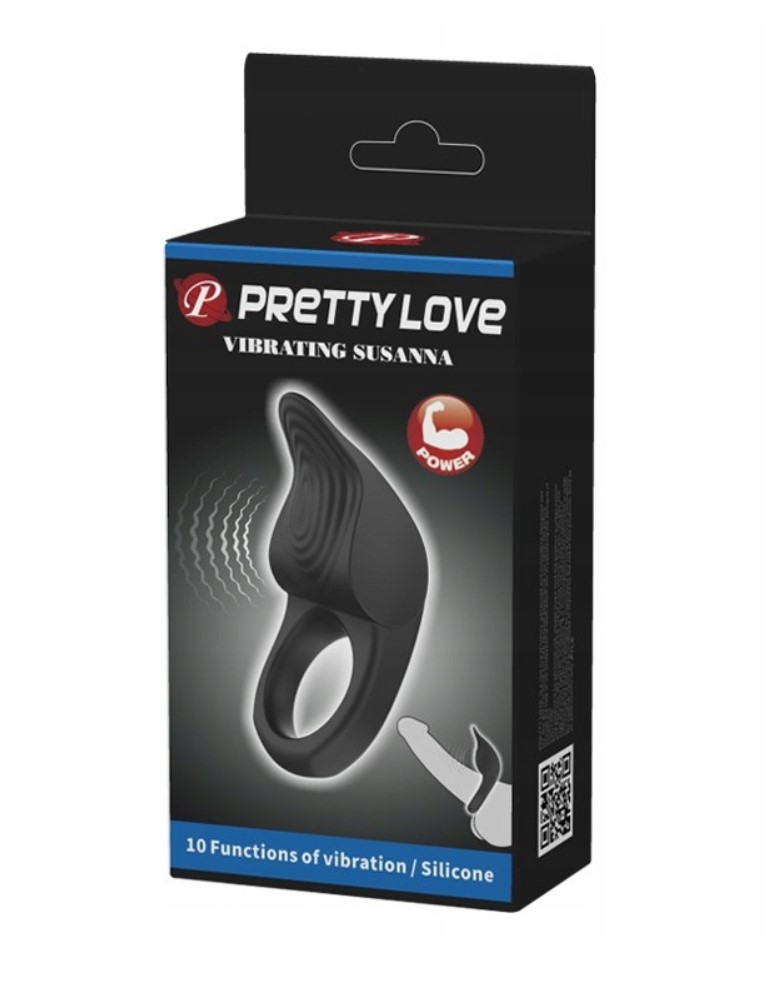 Inel de Penis Susanna, 10 Moduri Vibratii, Silicon, USB, Negru , Nr. 7, Erotic24.ro