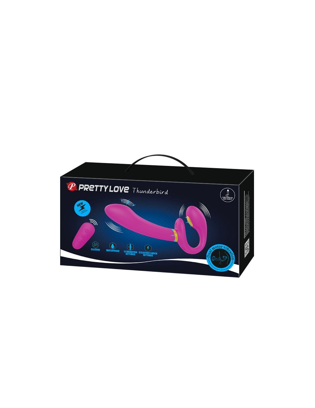 Strap-on Thunderbird Female Remote Control, 12 Moduri Vibratii, 3 Moduri Electrosocuri, Silicon, USB, Mov, #9, Erotic24.ro