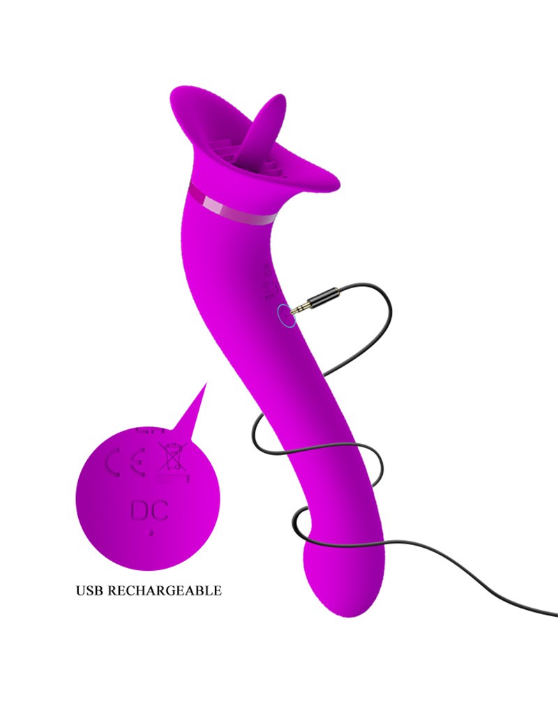 Stimulator Faust 12 Moduri Vibratii + 12 Moduri Licking, Silicon, Usb, Mov, 21.9 cm, Nr. 5, Erotic24.ro