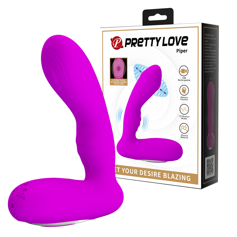 Stimulator Prostata Piper Functie Vibratoare si Pulsatoare, Silicon, USB, Mov, 11.7 cm, #8, Erotic24.ro