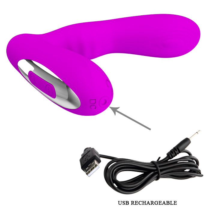 Stimulator Prostata Piper Functie Vibratoare si Pulsatoare, Silicon, USB, Mov, 11.7 cm, #6, Erotic24.ro