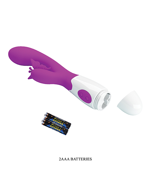 Vibrator Iepuras Butterfly Kiss, 30 Moduri Vibratii, Silicon, Mov, 20 cm, Nr. 5, Erotic24.ro