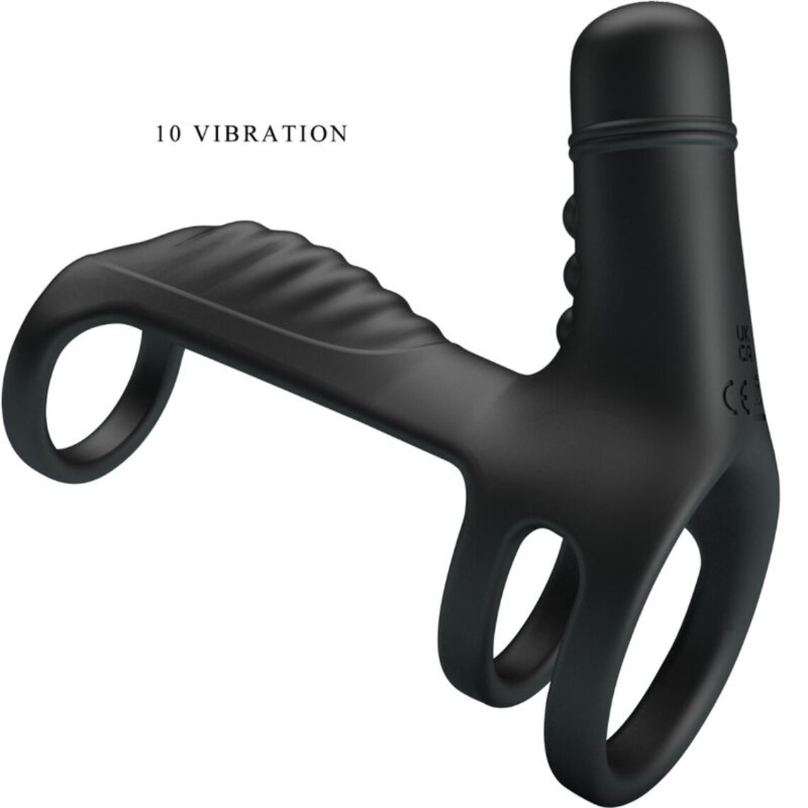 Inel Dublu Penis Sling, 10 Moduri Vibratii, Silicon, Negru, Nr. 4, Erotic24.ro
