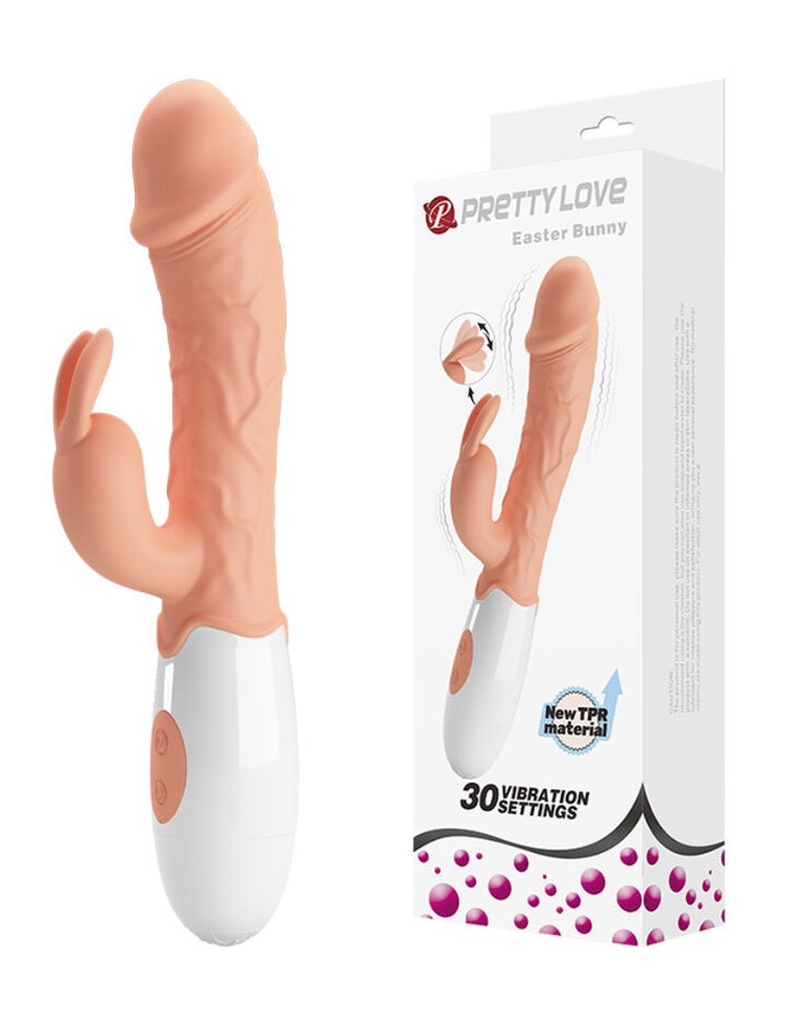 Vibrator Pretty Love Easter Bunny, 30 Moduri Vibratii, TPR, Natural, 19.2 cm