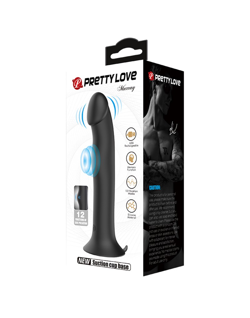 Vibrator Pretty Love Murray, 12 Moduri Vibratii si Pulsatii, Silicon, USB, Negru, 19 cm, Nr. 12, Erotic24.ro
