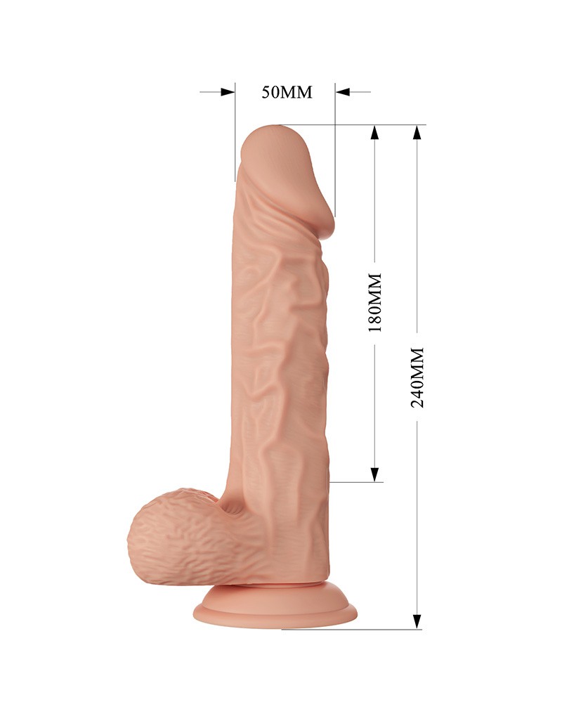 Vibrator Beautiful Buraq, Multispeed, Glide&Slide, LifeLike Skin, Natural, 24 cm, #7, Erotic24.ro
