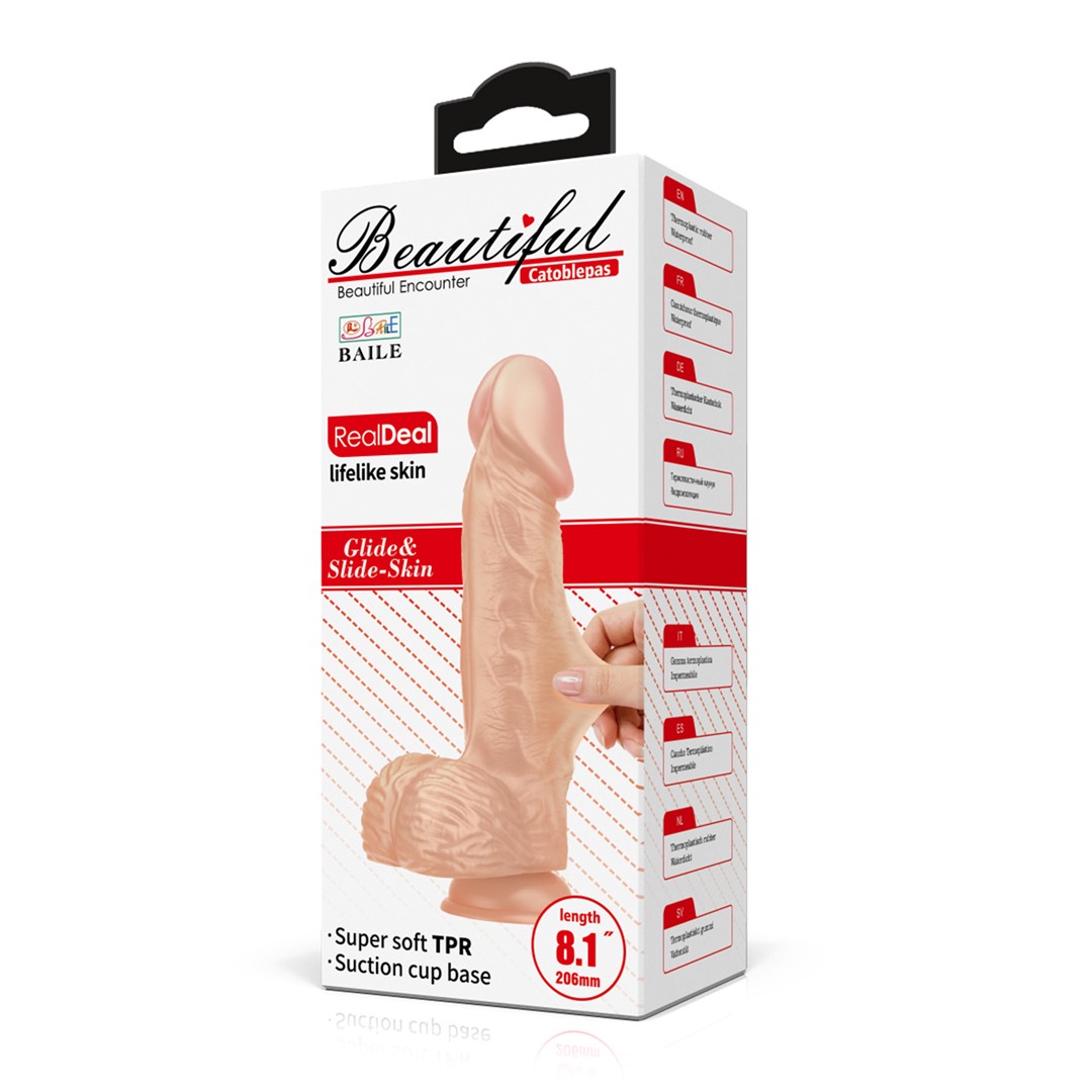 Dildo Realist Beautiful Catoblepas LifeLike Skin, Natural, 20.6 cm, #7, Erotic24.ro