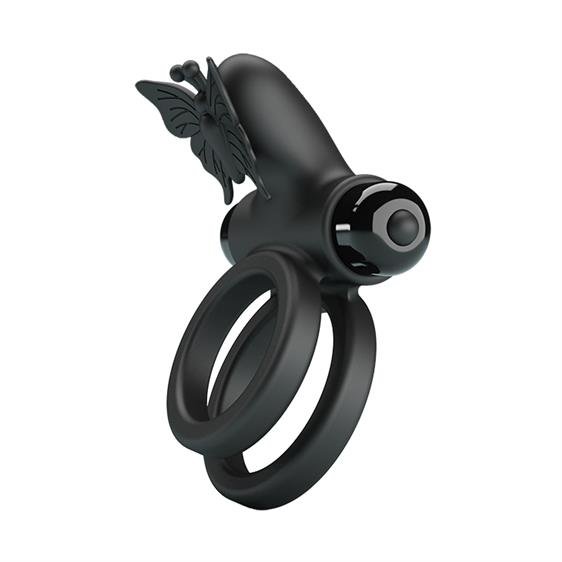 Inel Penis Pretty Love Passionate Ring IX, 10 Moduri Vibratii, Silicon, Negru, Nr. 3, Erotic24.ro