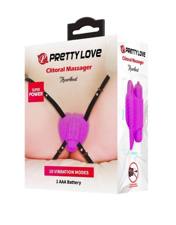 Vibrator Wearable Pretty Love Clitoral Massager Heartbeat, 10 moduri vibratii, Silicon, Mov, #9, Erotic24.ro