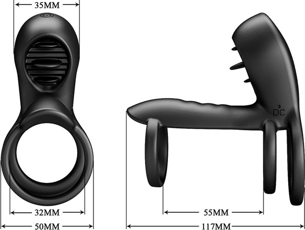 Inel de Penis Jammy, 12 Moduri Vibratii+12 Moduri Licking, Silicon, USB, Negru, Nr. 9, Erotic24.ro