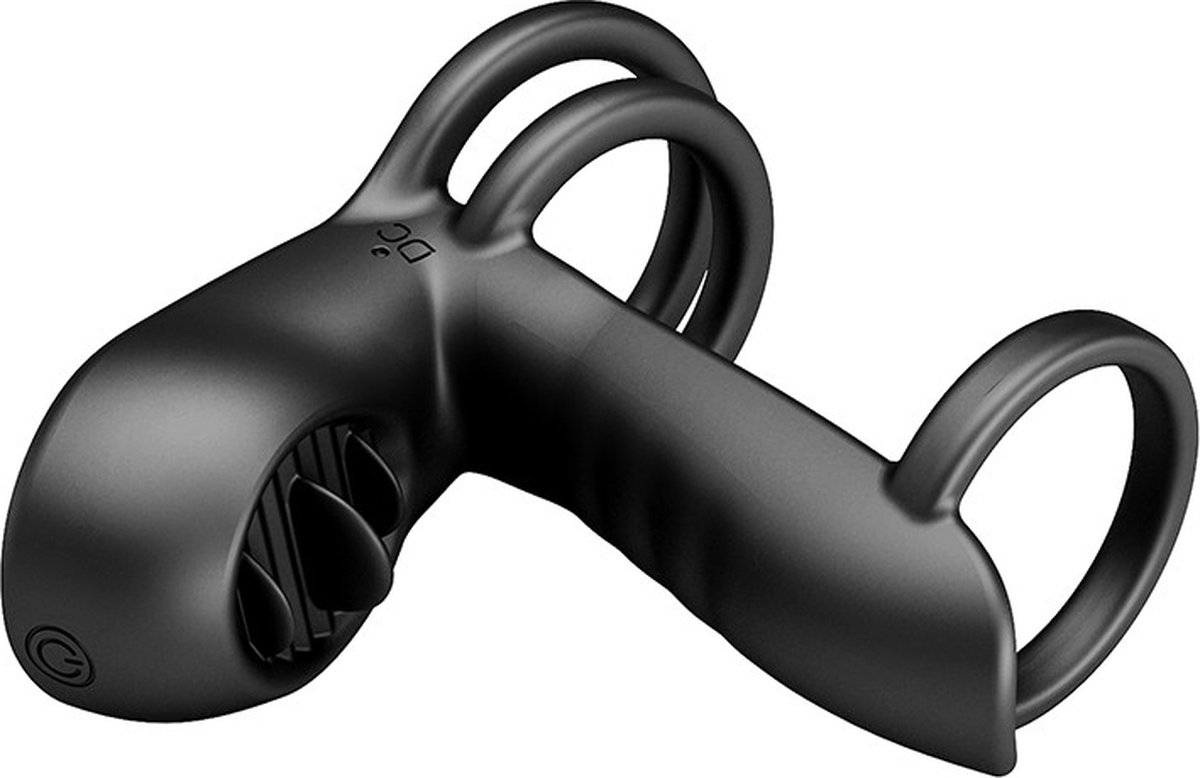 Inel de Penis Jammy, 12 Moduri Vibratii+12 Moduri Licking, Silicon, USB, Negru, Nr. 4, Erotic24.ro