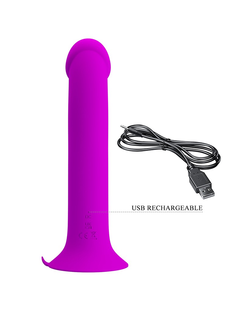 Vibrator Pretty Love Murray, 12 Moduri Vibratii si Pulsatii, Silicon, USB, Mov, 19 cm, Nr. 13, Erotic24.ro