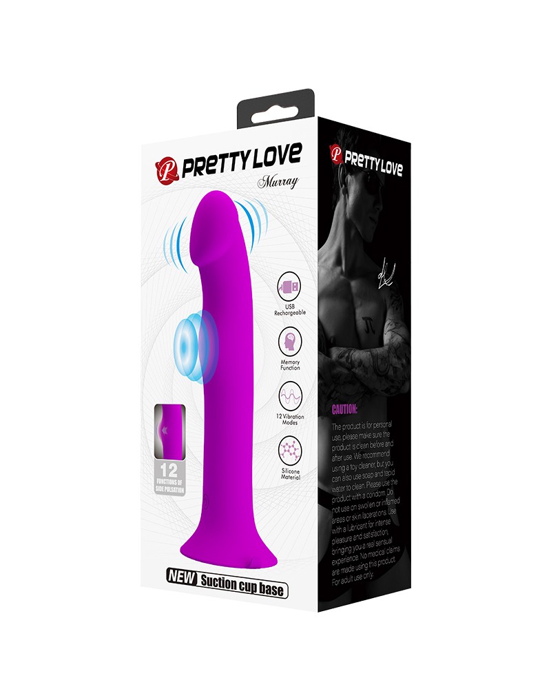 Vibrator Pretty Love Murray, 12 Moduri Vibratii si Pulsatii, Silicon, USB, Mov, 19 cm, Nr. 3, Erotic24.ro