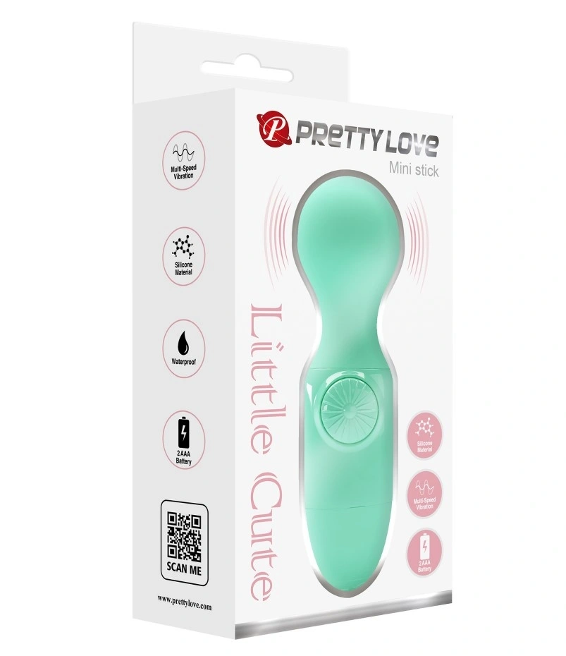 Vibrator Wand Multispeed Little Cute Mini Stick, Silicon, Verde, #8, Erotic24.ro