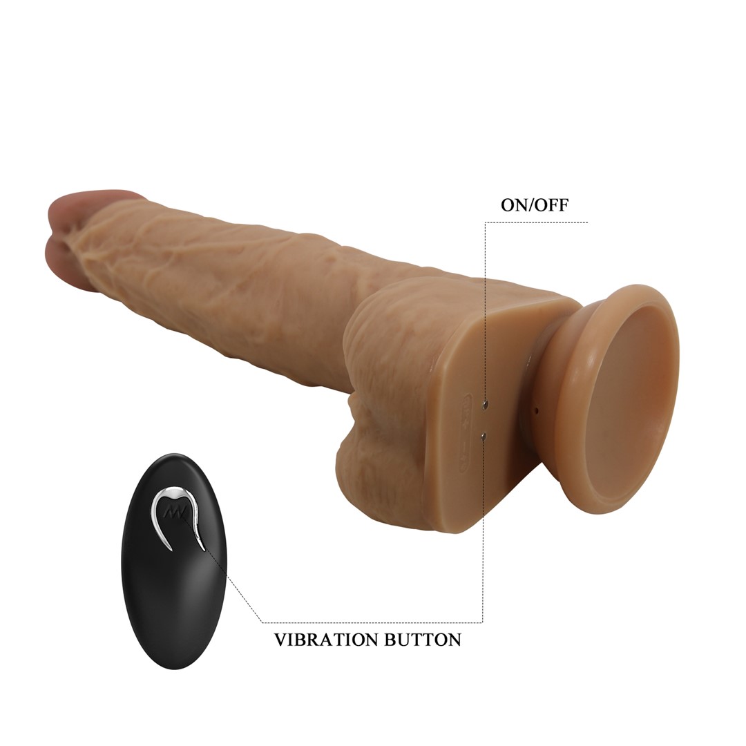Vibrator Realist Jonathan, 3 Moduri Vibratii si Rotatii, Remote Control, Silicon, USB, Natural, 21 cm, #4, Erotic24.ro