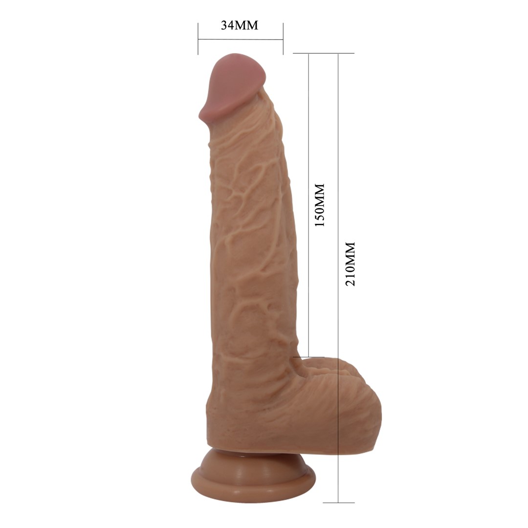 Vibrator Realist Jonathan, 3 Moduri Vibratii si Rotatii, Remote Control, Silicon, USB, Natural, 21 cm, #8, Erotic24.ro